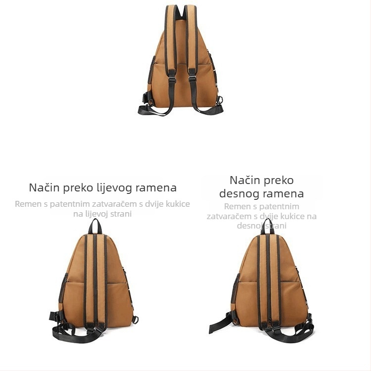 Muška crossbody torba za putovanja, veliki kapacitet, Oxford platno, prozračna, vodootporna i antibakterijska, podstava od poliester, TANGCOOL