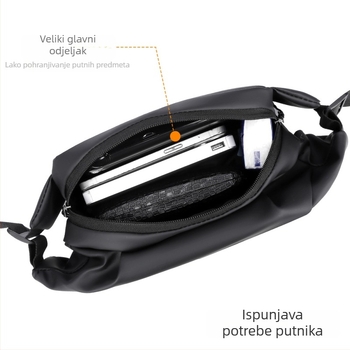 Muška prsna torba crossbody PU, vodootporna, gradski minimalistički stil, horizontalni kvadratni oblik, zatvaranje zipom