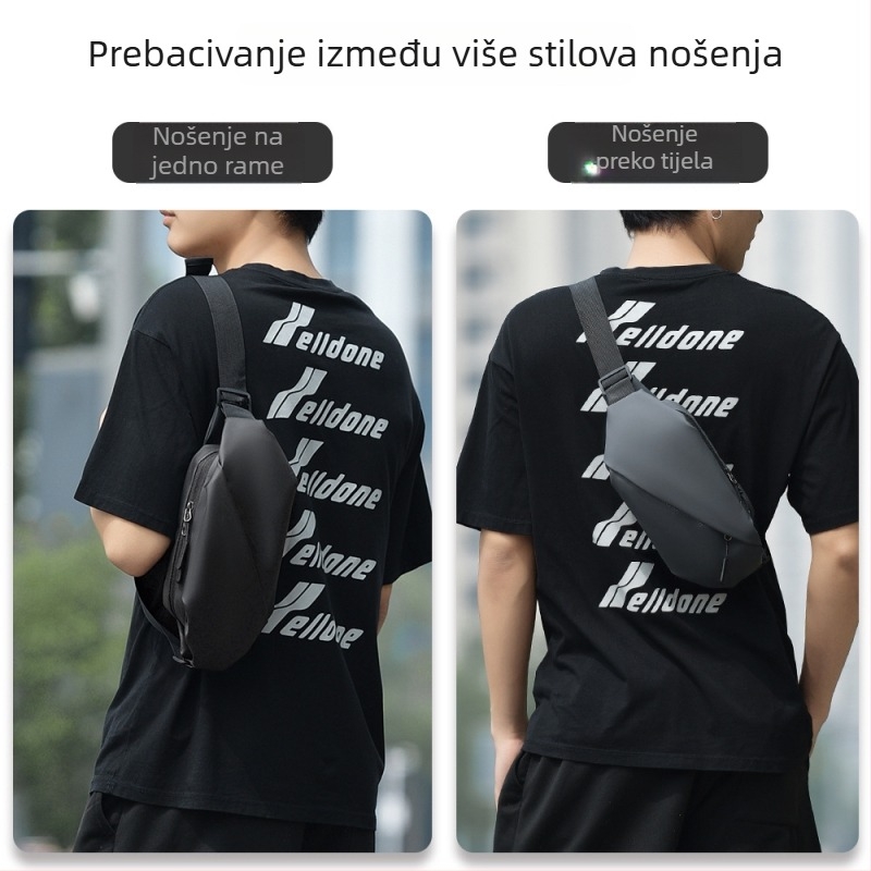 Muška prsna torba crossbody PU, vodootporna, gradski minimalistički stil, horizontalni kvadratni oblik, zatvaranje zipom