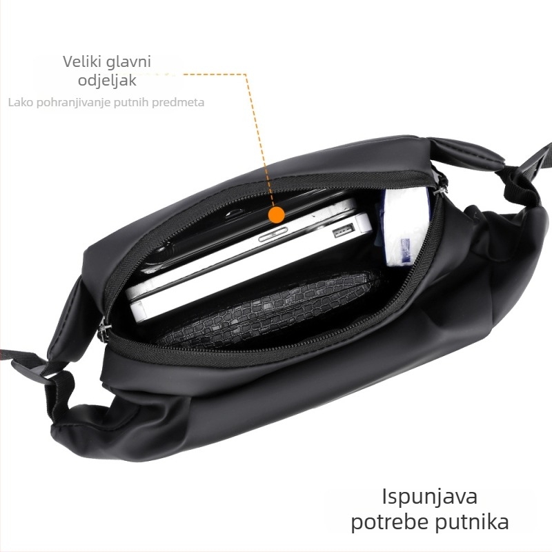 Muška prsna torba crossbody PU, vodootporna, gradski minimalistički stil, horizontalni kvadratni oblik, zatvaranje zipom