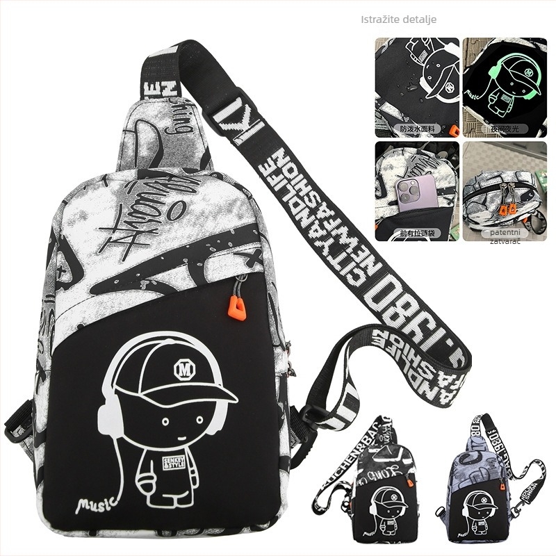 Muška torba za prsa za putovanja – Oxford platno, vodootporna, graffiti otisak, podstava od poliestera (dizajn za putovanja, Oxford platno, vodootporna, graffiti otisak, podstava od poliestera)