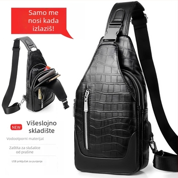 Muška torba za prsa od PU kože, otporna na trošenje, Rhino Family, model 2061#