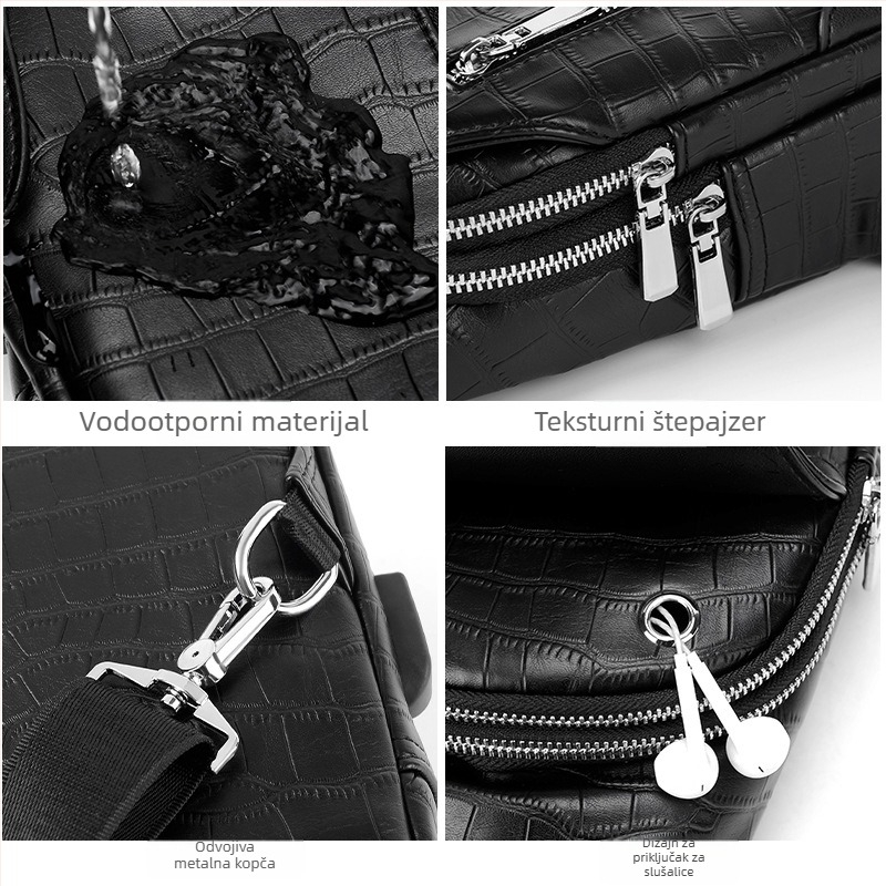 Muška torba za prsa od PU kože, otporna na trošenje, Rhino Family, model 2061#