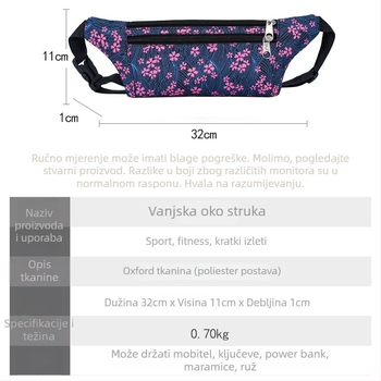 Muška pojasna torba, vodootporan Oxford materijal, pretinac sa zipom, gradski jednostavan stil, za slobodno vrijeme putovanja