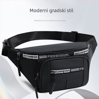 Muška pojasna torba za posao: filmom premazani materijal, unisex stil, jednobojni dizajn, poliester podstava, kompatibilna s 8-inčnim laptopom, prilagodljiva