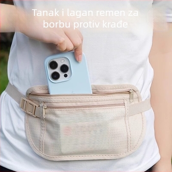 Sportska torbica za struk s zaštitom od krađe, diskretan dizajn za putovanja, pretinac za putovnicu i telefon, muška torba oko struka, poliester