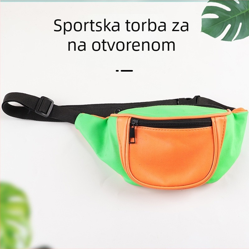 Sportska torbica oko struka, PVC materijal, PU podstava, unisex, za outdoor sportove, stil rekreacije