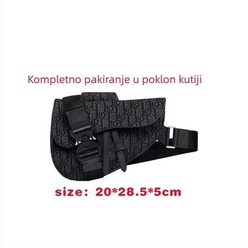 Muška torba za prsa od platna s jacquard izvezom – prozračna, otporna na habanje, proširiva