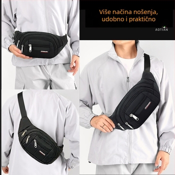 Muška pojasna torba: vodootporna, velika kapaciteta, poliester, Oxford podstava