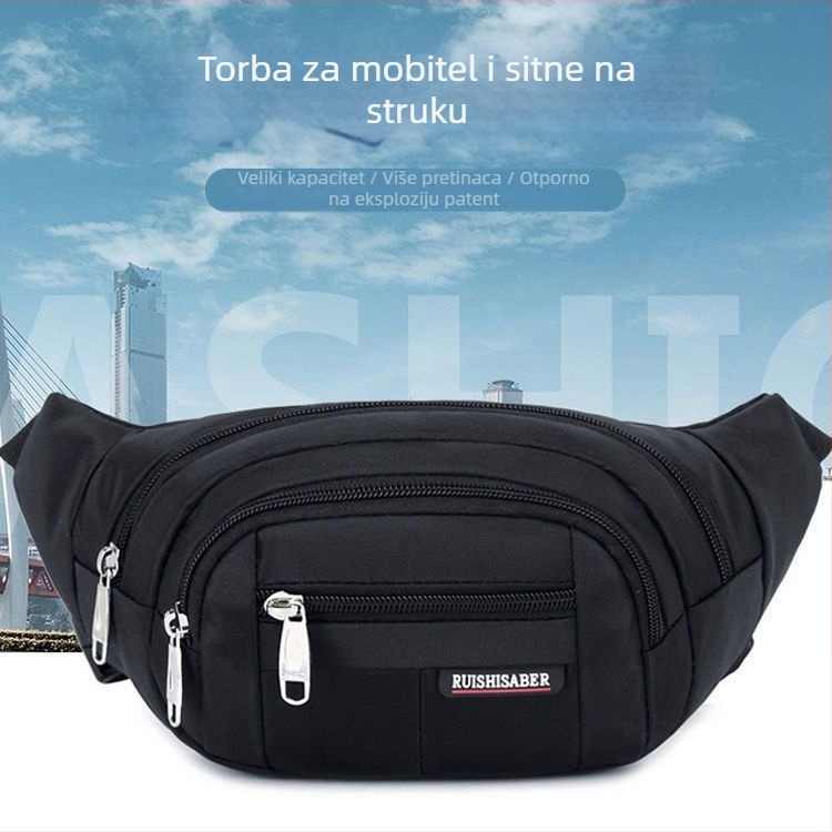 Muška pojasna torba: vodootporna, velika kapaciteta, poliester, Oxford podstava