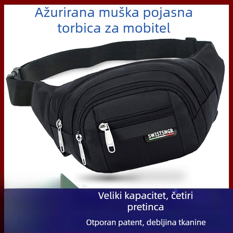 Muška pojasna torba: vodootporna, velika kapaciteta, poliester, Oxford podstava