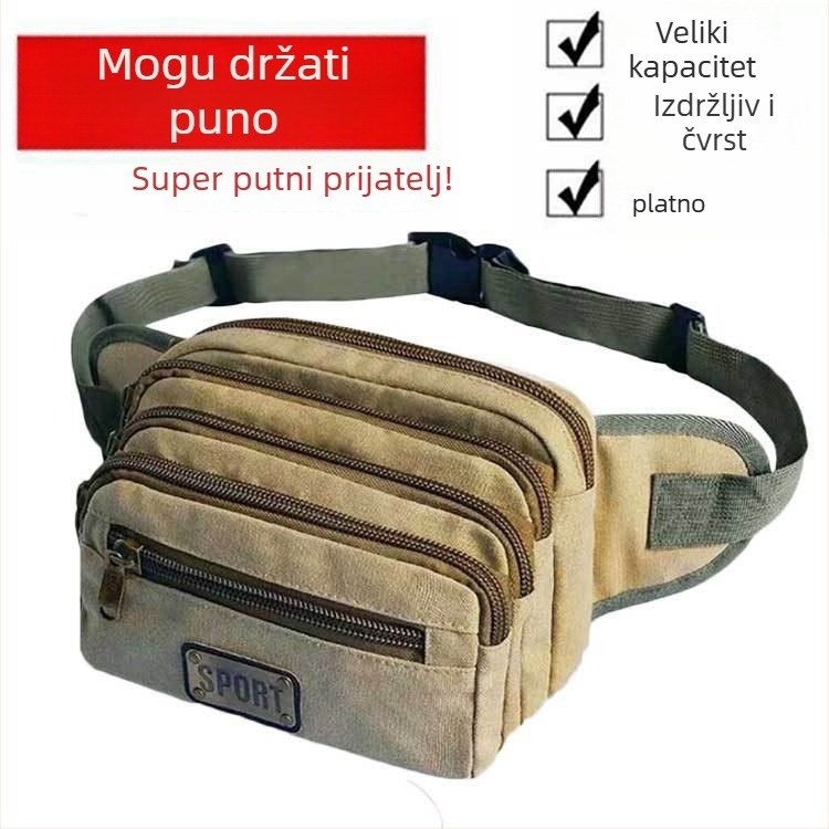 Muška pojasna torba - platno, korejski stil, protiv krađe, model YB0001, podstava od najlona