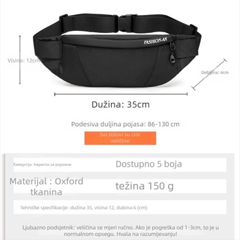 Sportska torba za pojas – poliester, prozračna, vodootporna, otporna na habanje, unisex, za outdoor sportove