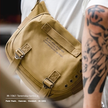 Madden Workwear M1961 muška pamučna crossbody torbica, proširiva, jednobojni uzorak, pamukova podstava