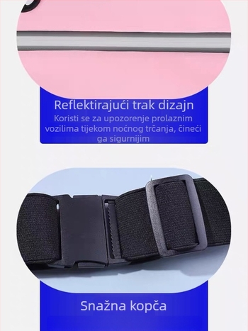 Sportska torbica za struk za telefon – vodootporna tkanina Nylon-Lycra, ultralahka, proširiva, smanjuje opterećenje, reflektirajući elementi za noćnu vidljivost; univerzalna za vanjske sportove