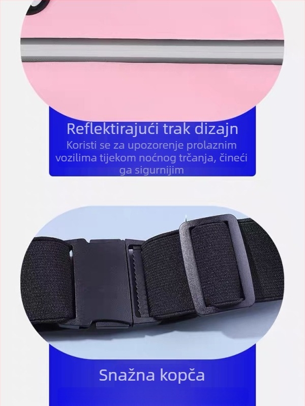 Sportska torbica za struk za telefon – vodootporna tkanina Nylon-Lycra, ultralahka, proširiva, smanjuje opterećenje, reflektirajući elementi za noćnu vidljivost; univerzalna za vanjske sportove