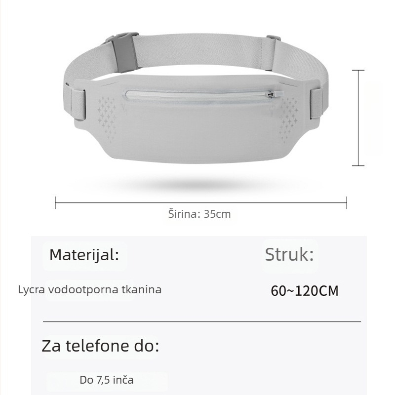 QISE sportska torba za struk (Nylon; vodootporna, prozračna, zaštita od krađe, reflektirajuća za noćnu sigurnost)