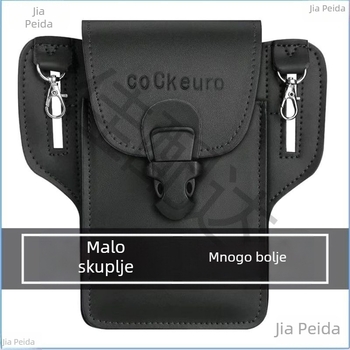 Muška pojasna torbica s vertikalnim džepom za telefon i višenamjenskim pretincima (PU materijal; podstava od kože krave; proljeće 2024; Muškarac)