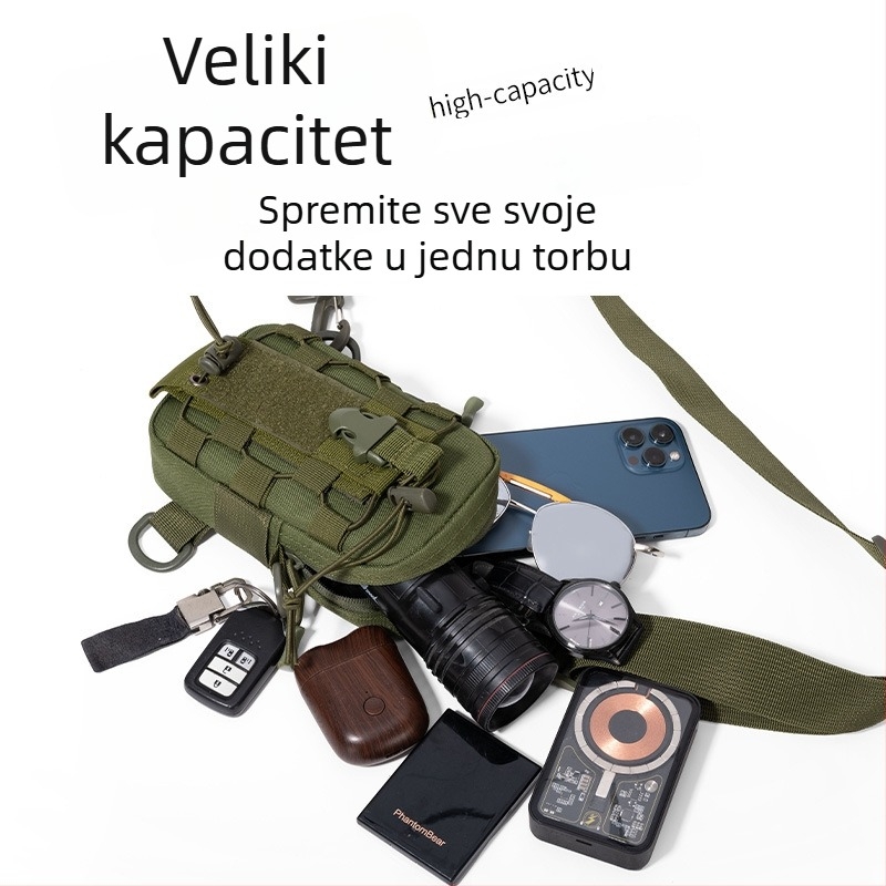 Muška taktička torbica za prsa, višestruka upotreba, vodootporna, prozračna, otporna na habanje, proširiva kapaciteta, Oxford tkanina