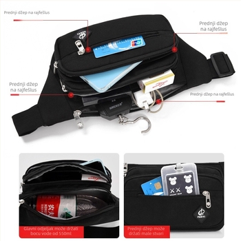 Unisex pojas torba s PU materijalom, prozračna i vodootporna, džep za uređaj, cross-body dizajn