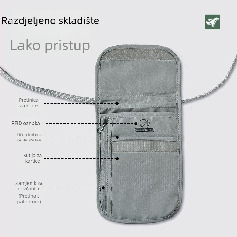 Torba za putovnicu s RFID zaštitom, vodootporna, za nošenje preko struka (crossbody), za putovanja