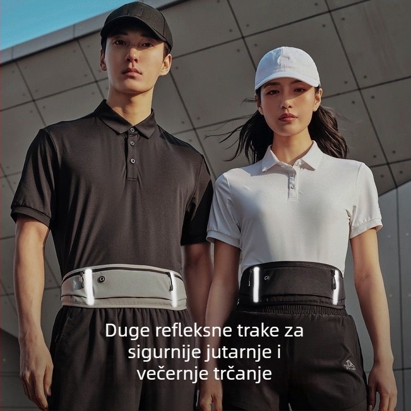 Traka za trčanje oko struka - Unisex sportski pojas, poliester, prozračan, antibakterijski, noćna reflektirajuća vidljivost