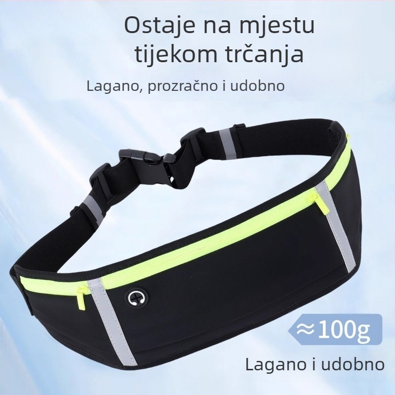 Traka za trčanje oko struka - Unisex sportski pojas, poliester, prozračan, antibakterijski, noćna reflektirajuća vidljivost