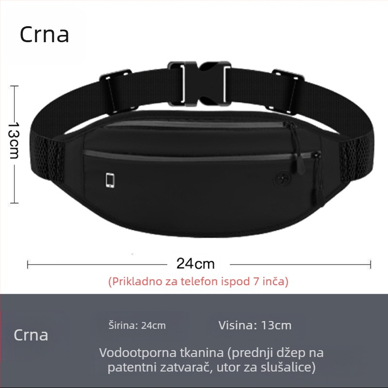 Muška pojasna torba za sport — poliesterski materijal, vodootporna i zaštita od krađe, za slobodno vrijeme