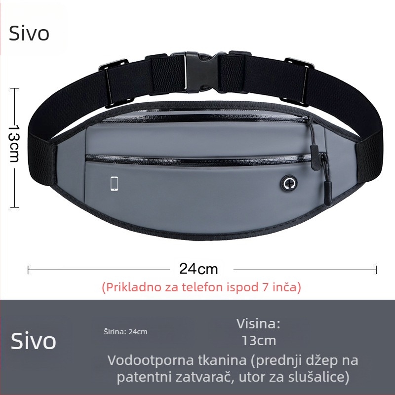 Muška pojasna torba za sport — poliesterski materijal, vodootporna i zaštita od krađe, za slobodno vrijeme