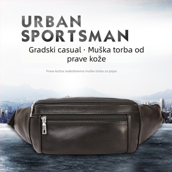 Muška torbica za struk s crossbody remenom — Street trend, prava koža, jednobojni uzorak, podstava od najlona, poslovna putovanja