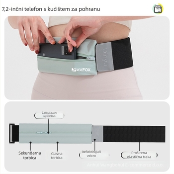 Sportska torbica za struk (unisex) - poliester, vodootporna, ultralagana, proširiva, smanjuje teret