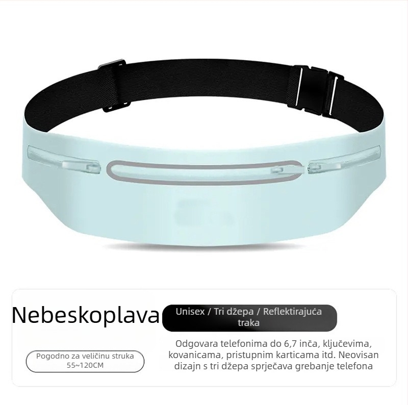 Novi kaiš za vanjske sportove, vodootporan, Lycra, iznimno tanak, nježan prema koži, tri džepa za telefon, velika kapaciteta