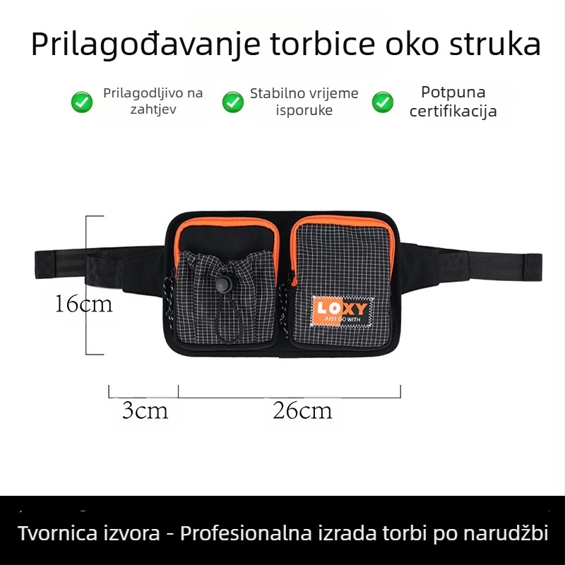 Vodootporna sportska torbica oko struka s džepom za telefon, pogodna za trčanje i vanjske aktivnosti, preko prsa ili ramena
