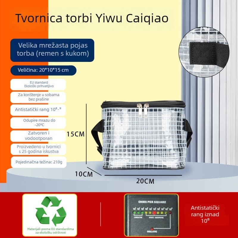 Muška torbica za struk - PVC, antistatinska, Oxford podstava od platna, za poslovno putovanje