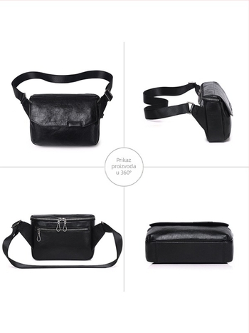 Cafen Kelvri Muška Chest Bag, prava koža, sklopiva crossbody torba, kompatibilna s 10-inčnim laptopom, poslovni elitni stil