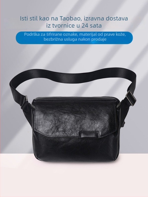 Cafen Kelvri Muška Chest Bag, prava koža, sklopiva crossbody torba, kompatibilna s 10-inčnim laptopom, poslovni elitni stil