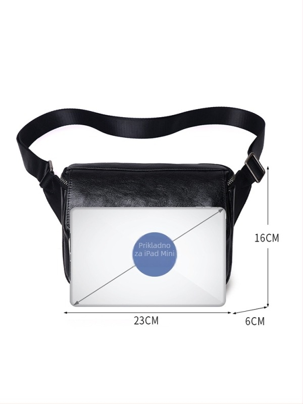 Cafen Kelvri Muška Chest Bag, prava koža, sklopiva crossbody torba, kompatibilna s 10-inčnim laptopom, poslovni elitni stil