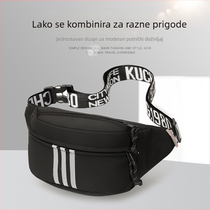Muška torbica za prsa, gradski minimalistički stil, Oxford materijal, zatvaranje na zip, džep za telefon, reflektirajući uzorak