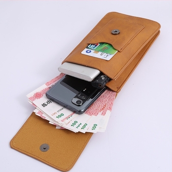 Kožna torbica za telefon na struku s džepom za karticu, poslovni stil, PU materijal, otporan na habanje, podstava od poliester