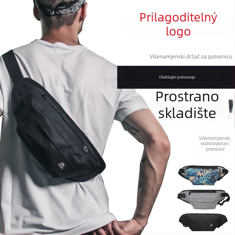 Muška pojas torba, najlon, prozračna, jednobojna, urban stil