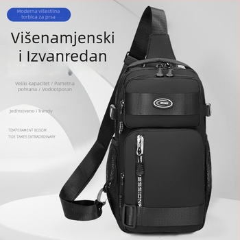 Muška torba za prsa, unisex stil, Oxford platno, poliester podstava, proljeće 2025