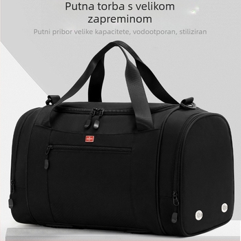 Muška putna torba preko ramena, velika kapaciteta 36-55L, Oxford tkanina, podstava od poliester materijala, jednobojni uzorak