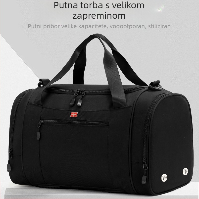 Muška putna torba preko ramena, velika kapaciteta 36-55L, Oxford tkanina, podstava od poliester materijala, jednobojni uzorak