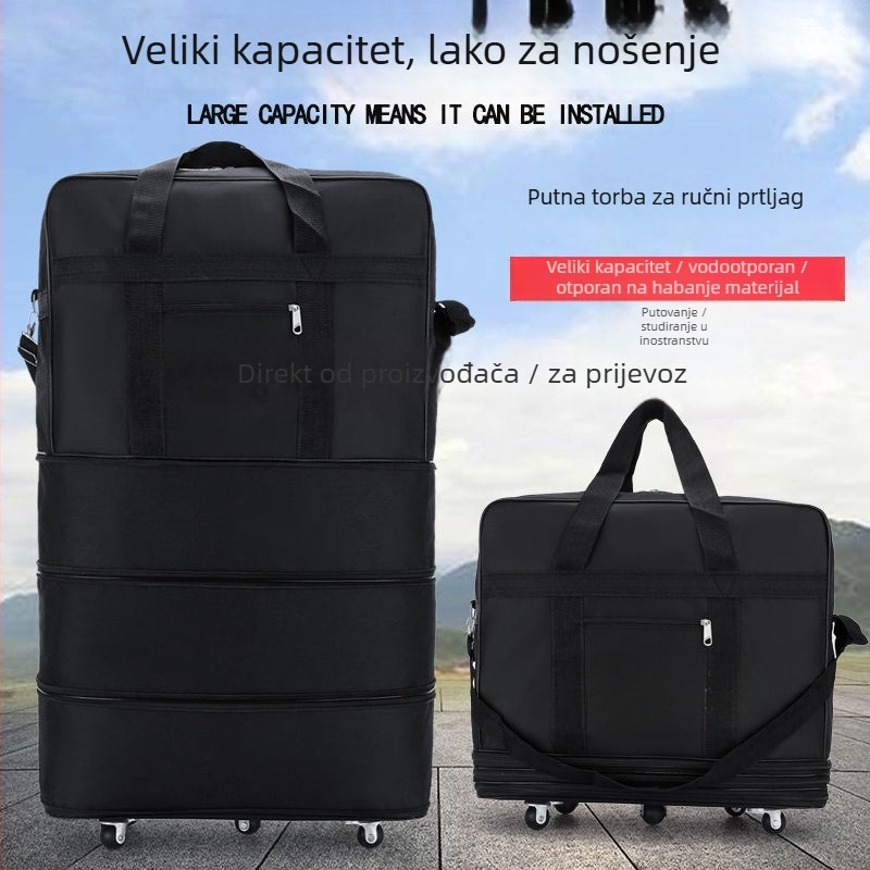 Vodootporna sklopiva torba za prtljagu s 360° kotačićima, poliester, kapacitet ispod 20 L