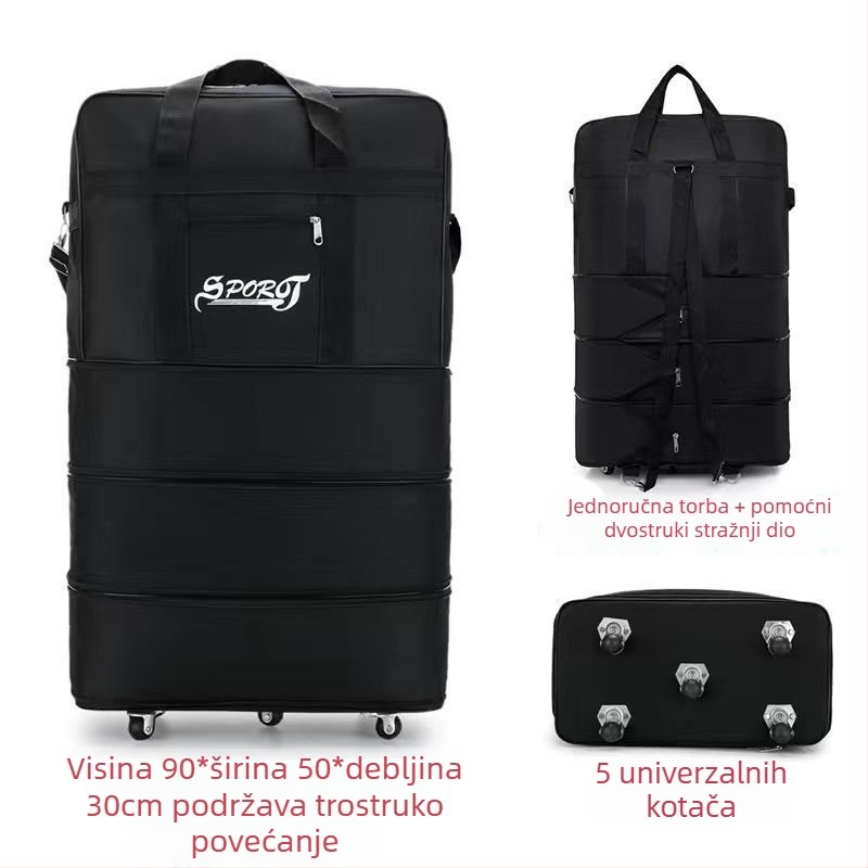 Vodootporna sklopiva torba za prtljagu s 360° kotačićima, poliester, kapacitet ispod 20 L