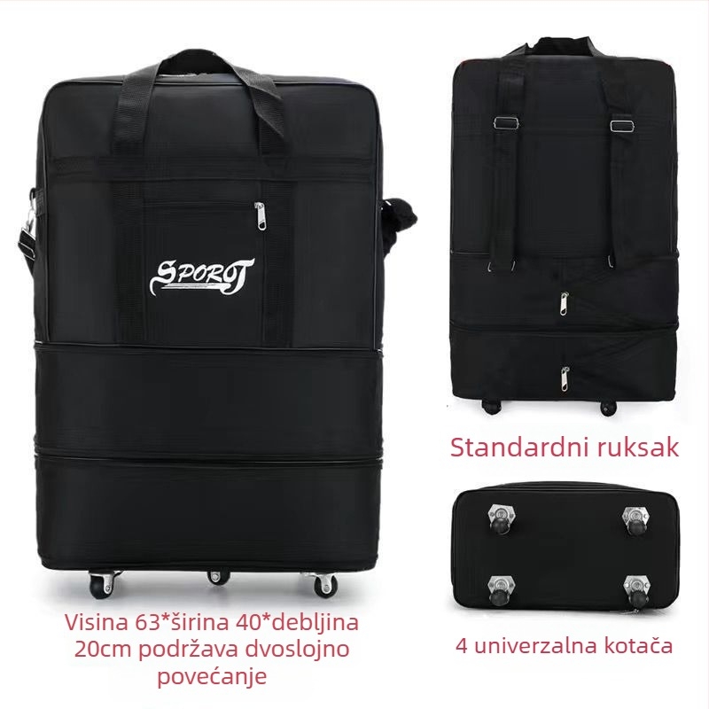 Vodootporna sklopiva torba za prtljagu s 360° kotačićima, poliester, kapacitet ispod 20 L