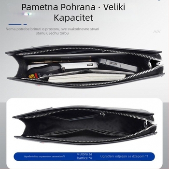Muški PU kožni clutch s velikim kapacitetom, kvadratni dizajn preko ramena za poslovna putovanja