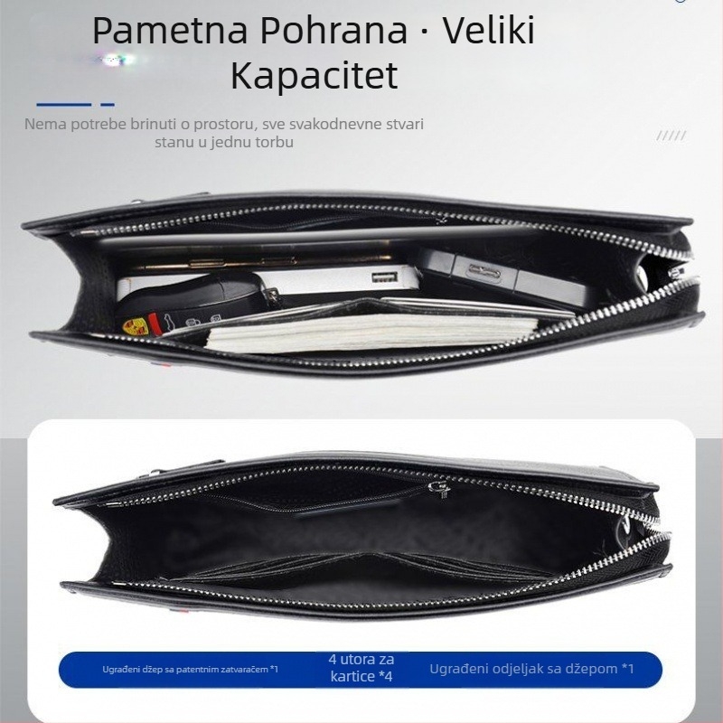 Muški PU kožni clutch s velikim kapacitetom, kvadratni dizajn preko ramena za poslovna putovanja