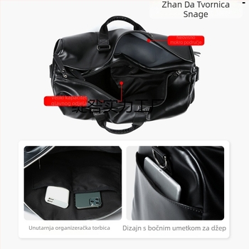 Muška torba za fitness s odjeljkom za suho/mokro, poliester materijal, PVC podstava, pogodna za vožnju biciklom (Poliester, PVC podstava, Odjeljak za suho/mokro, Biciklizam)