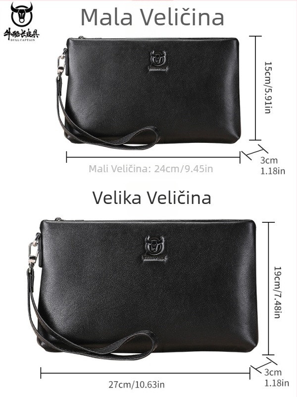 Muški kožni clutch Cow Captain Leather — prirodna koža, otpornost na trošenje, poliester podstava, prostor za 8-inčni laptop